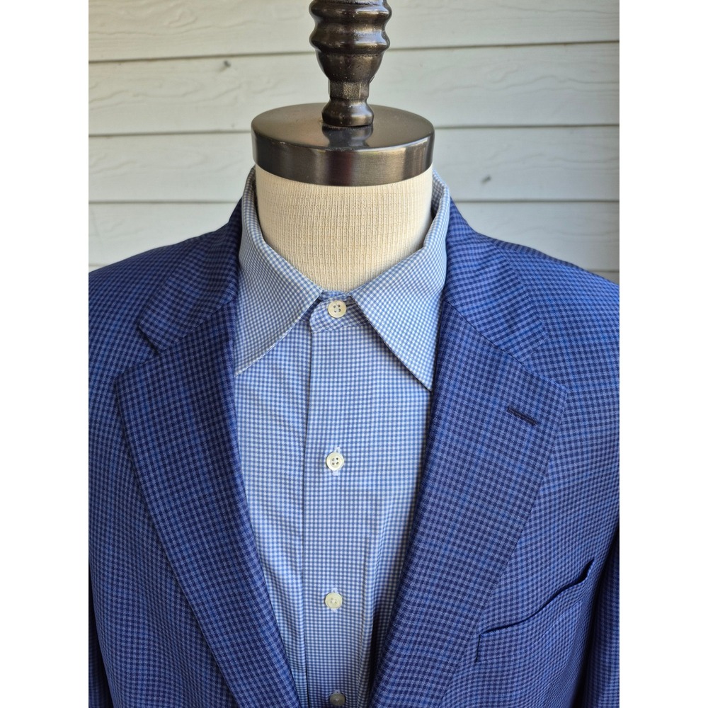 Jos A Bank Signature Collection Recent Blue Wool Plaid Sport‎ Coat Blazer Sz 50R - Picture 3 of 9